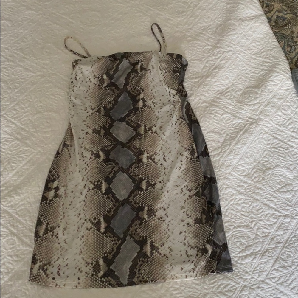 Snake print mini dress
